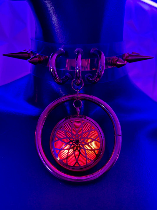 Gold "Kaleidescope" Pendant on Clear Gold Choker